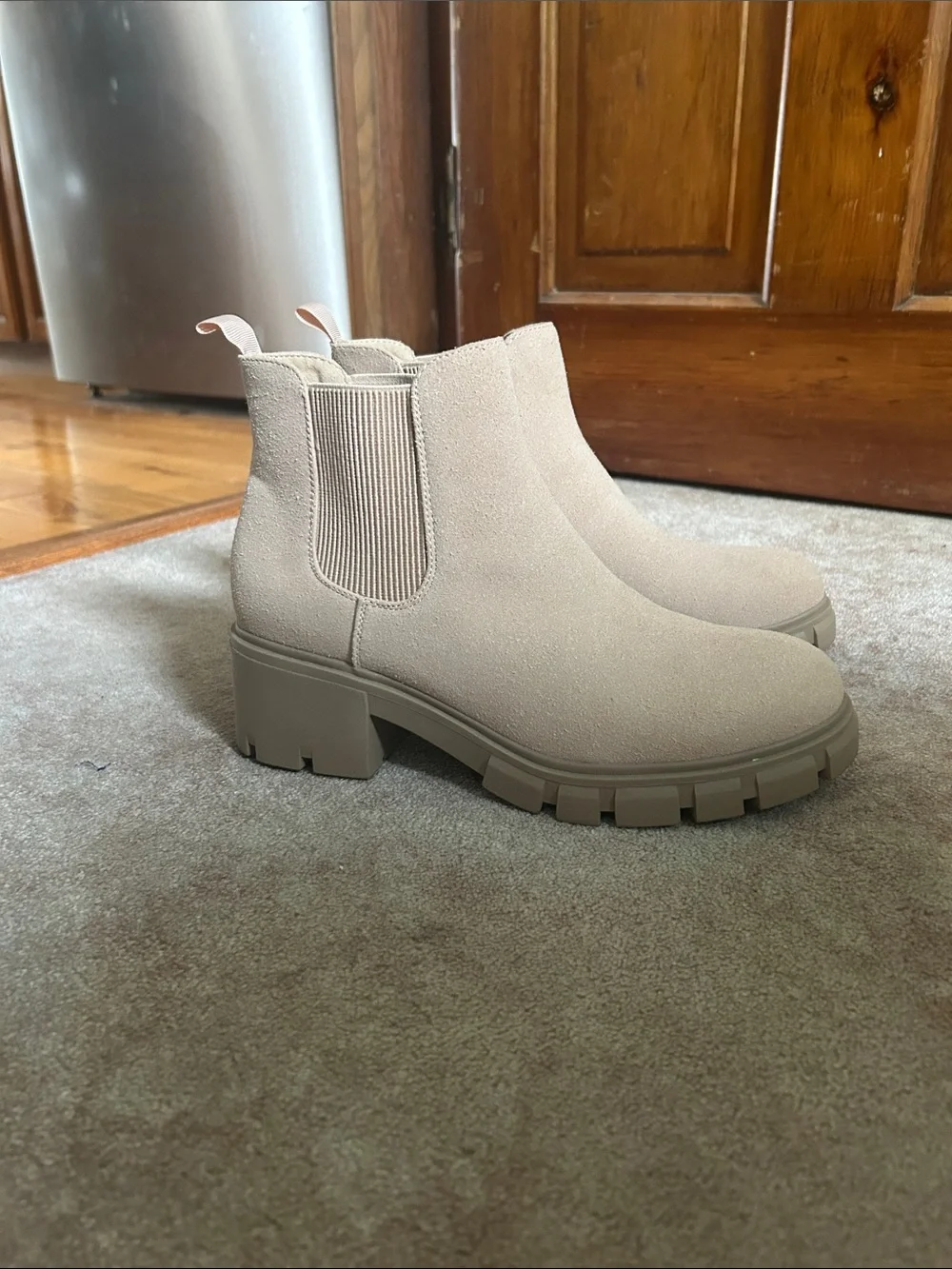 Suede Chelsea Bootie - Light Beige